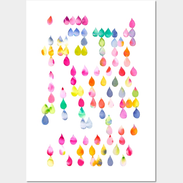 Colorful Rainbow Raindrops Wall Art by ninoladesign